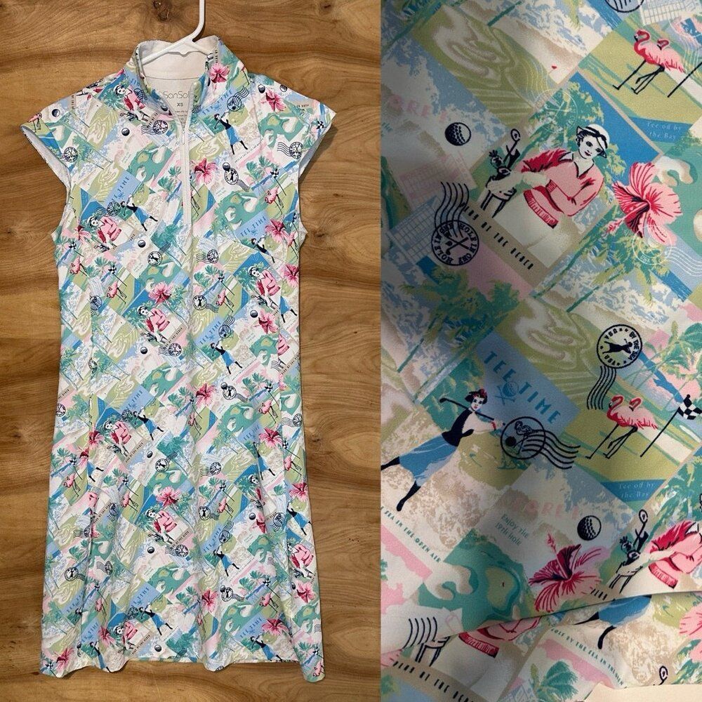 San Soleil Sleeveless Dress Flower size XS golf Flamingo active dress